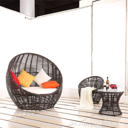 Patio Rattan Day Bett braune Outdoor -Tagesbetten im Freien